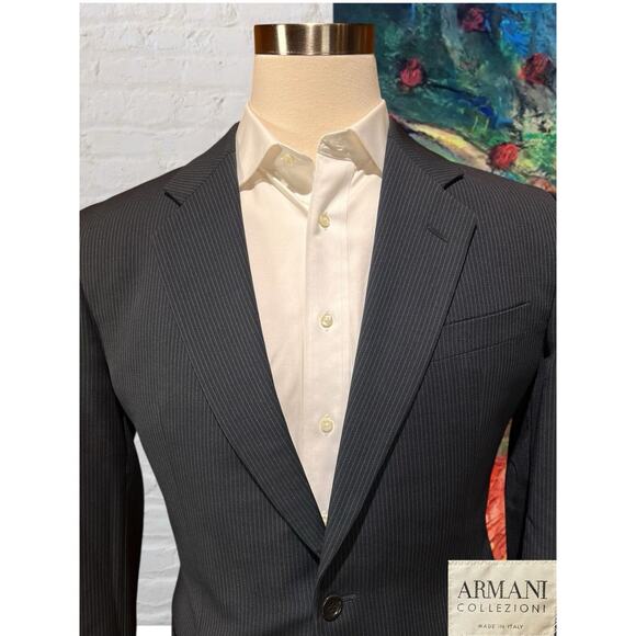 Armani Collezioni Mens 42R 35x29 Charcoal Gray Micro-Stripe Designer Suit - Picture 5 of 16